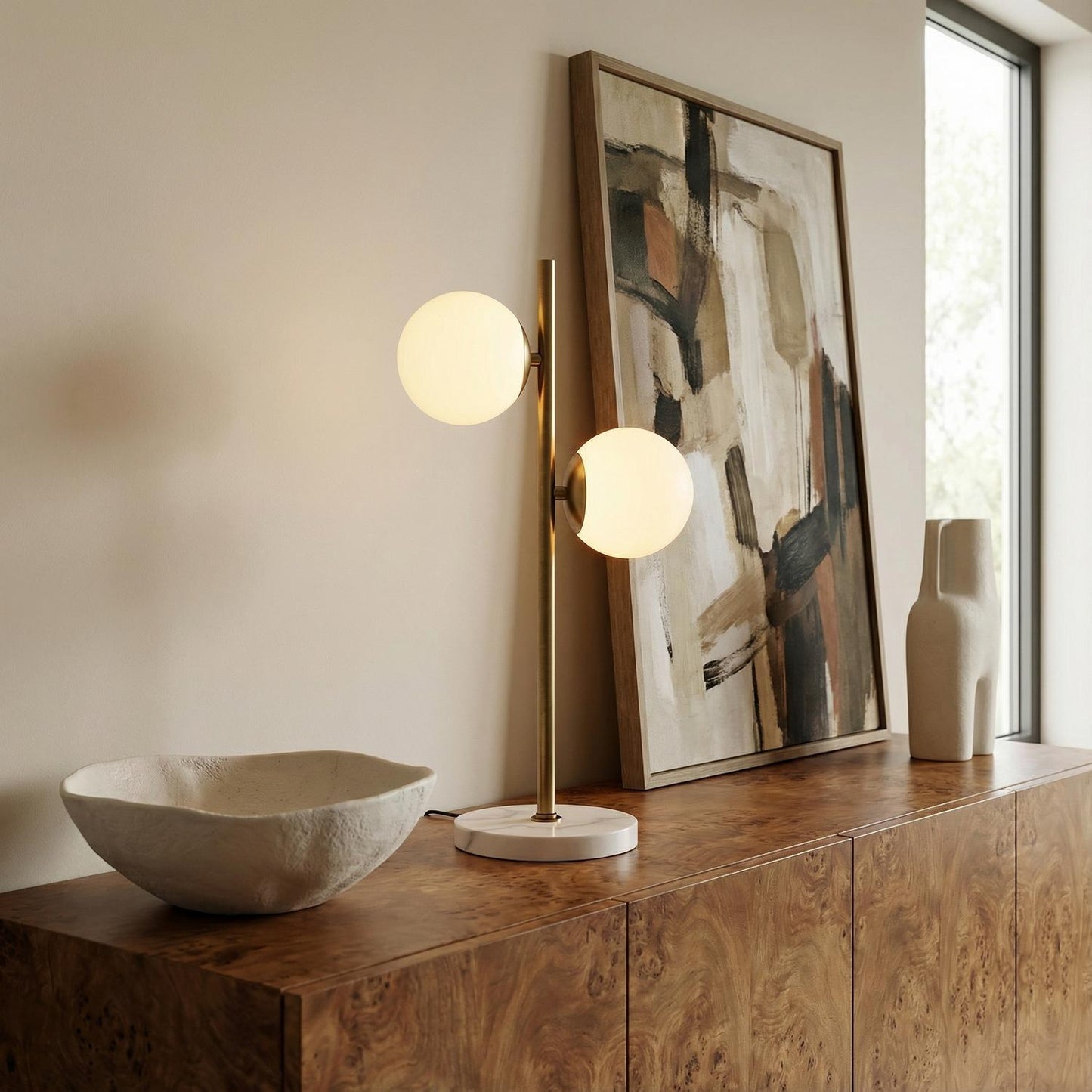 Leuchte Shop 2 Globe Tischleuchte 21", Messing Antik