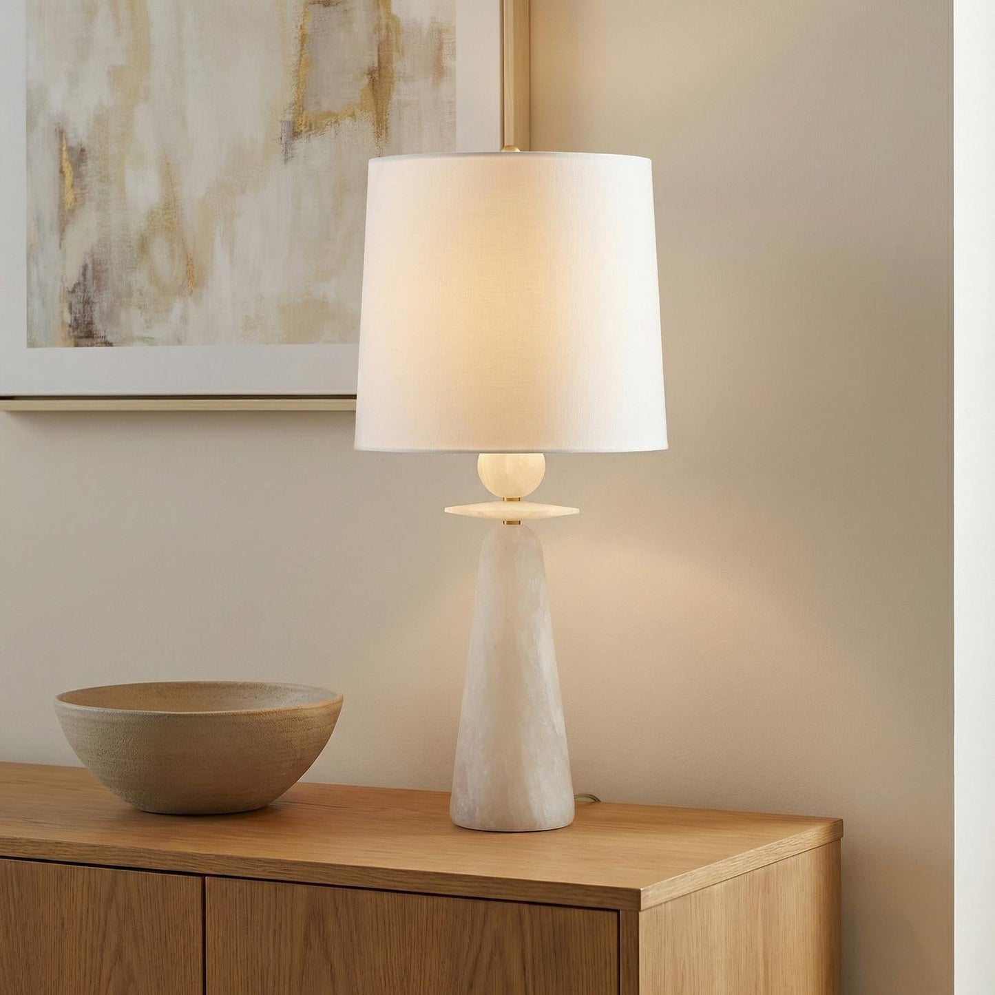 Leuchte Shop Tischleuchte 30", Alabaster mit Messingakzenten