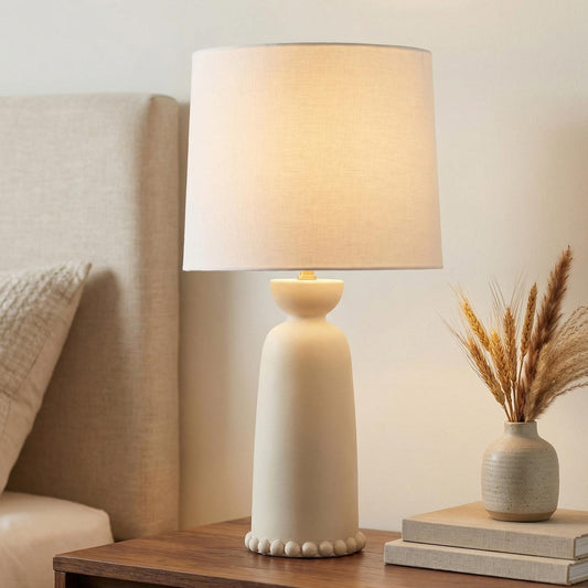 Leuchte Shop Keramik-Tischlampe 27", Antik-Elfenbein