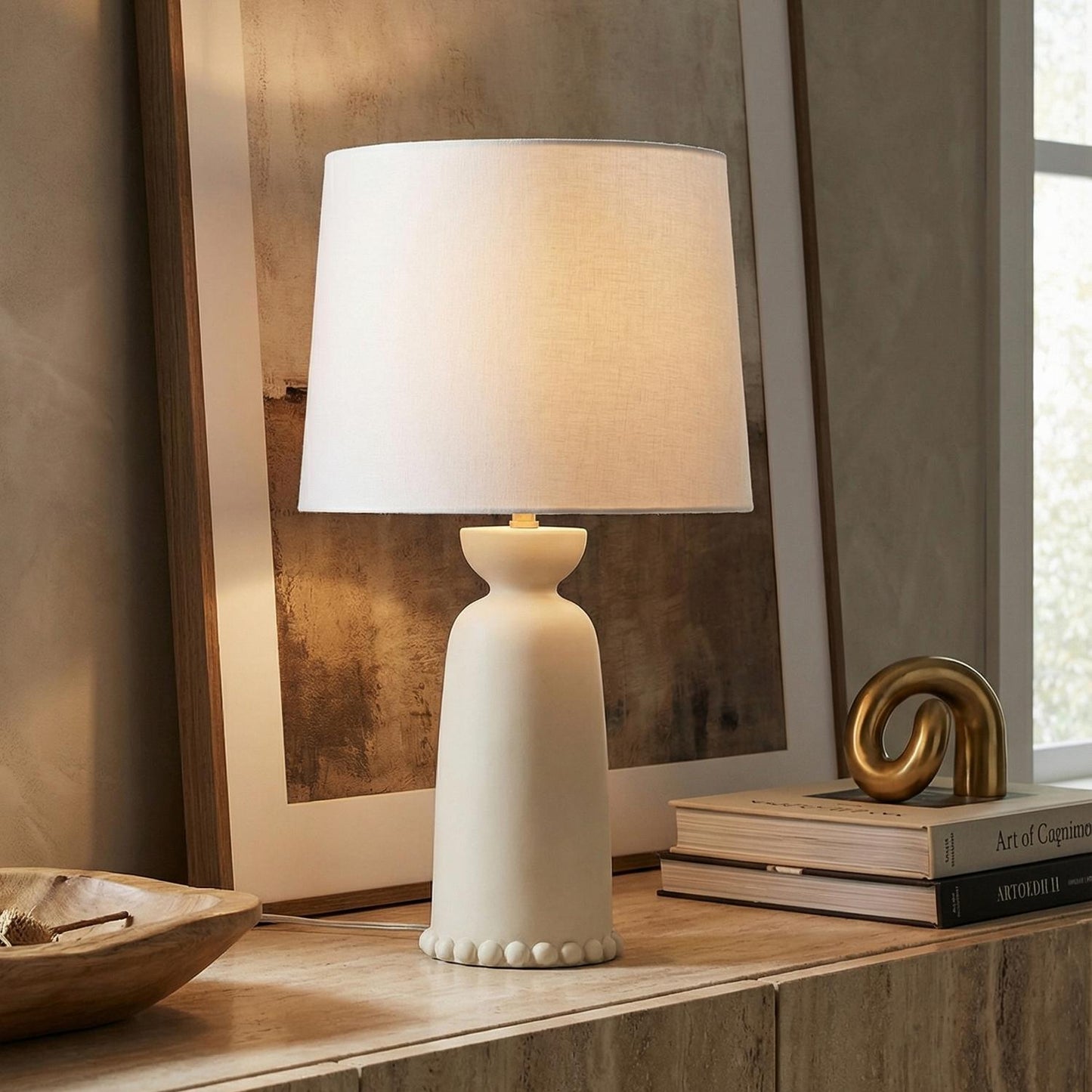 Leuchte Shop Keramik-Tischlampe 27", Antik-Elfenbein